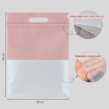 Cargar imagen en el visor de la galería, Bolsa de tienda 30cm x 40cm | Frosted con Zipper Pink – Pack 100 piezas