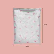 Cargar imagen en el visor de la galería, Bolsa de producto 24x30 cm | Frosted con zipper Corazones– Pack 100 piezas
