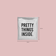 Cargar imagen en el visor de la galería, 16cm x 16cm Bolsa Frosted con Zipper “Pretty Things Inside” (100 Piezas)