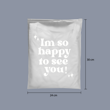 Cargar imagen en el visor de la galería, 24cm x 30cm Bolsa Frosted con Zipper “Im So Happy To See You” (100 Piezas)