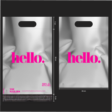 Cargar imagen en el visor de la galería, 30cm x 35cm Bolsa con Agarradera "Hello- Plateada Rosa Premium" (100 Piezas)