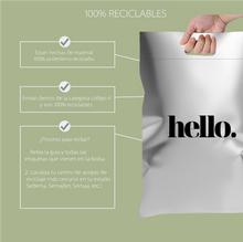Cargar imagen en el visor de la galería, 30cm x 35cm Bolsa con Agarradera "Hello- Plateada Negra Premium" (100 Piezas)
