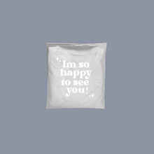 Cargar imagen en el visor de la galería, 16cm x 16cm Bolsa Frosted con Zipper “I’m So Happy To See You” (100 Piezas)