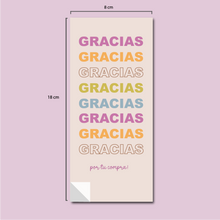 Cargar imagen en el visor de la galería, Stickers para cajas 8x 18 cm | Gracias Gracias, Gracias