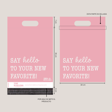 Cargar imagen en el visor de la galería, 30cm x 35cm Bolsa con Agarradera "Say Hello To Your New Favorite Pink" (100 Piezas)

