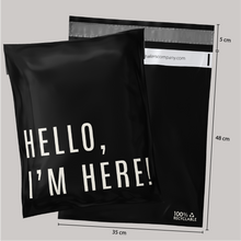 Cargar imagen en el visor de la galería, 35cm x 48cm Bolsa &quot;Hello, Im Here Black&quot; (100 Piezas)
