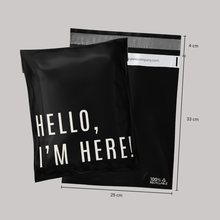 Cargar imagen en el visor de la galería, Bolsa de envío 25x33 cm | Hello I'm Here Black – Pack 100 piezas

