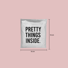 Cargar imagen en el visor de la galería, 16cm x 16cm Bolsa Frosted con Zipper “Pretty Things Inside” (100 Piezas)

